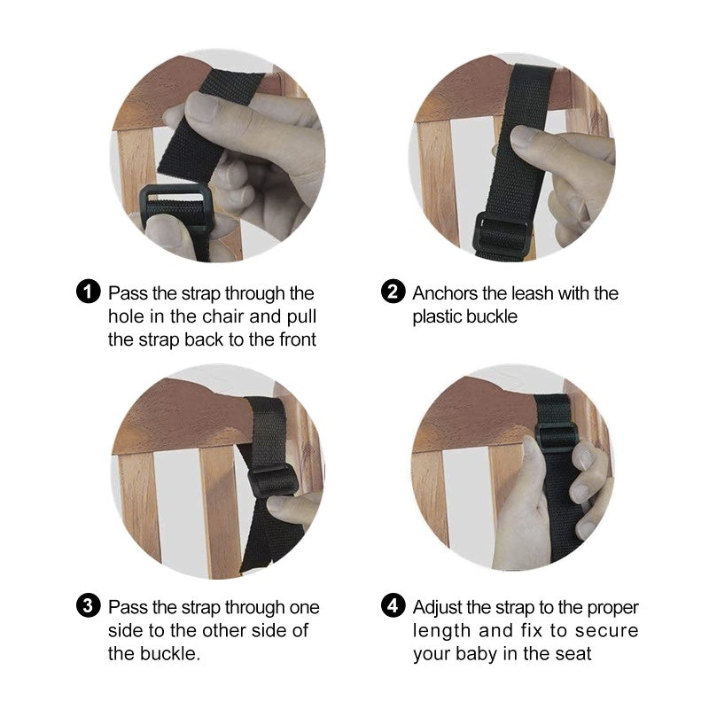 EWUHRY 5 Point Harness Seat Belt，Adjustable Baby Seat Belt Full Protection Security Harness Seatbelt for High Chair and Pushchair Black - Image 4